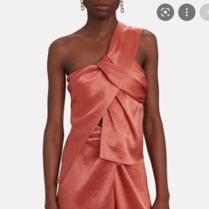 NANUSHKA Manon Satin One-Shoulder Top